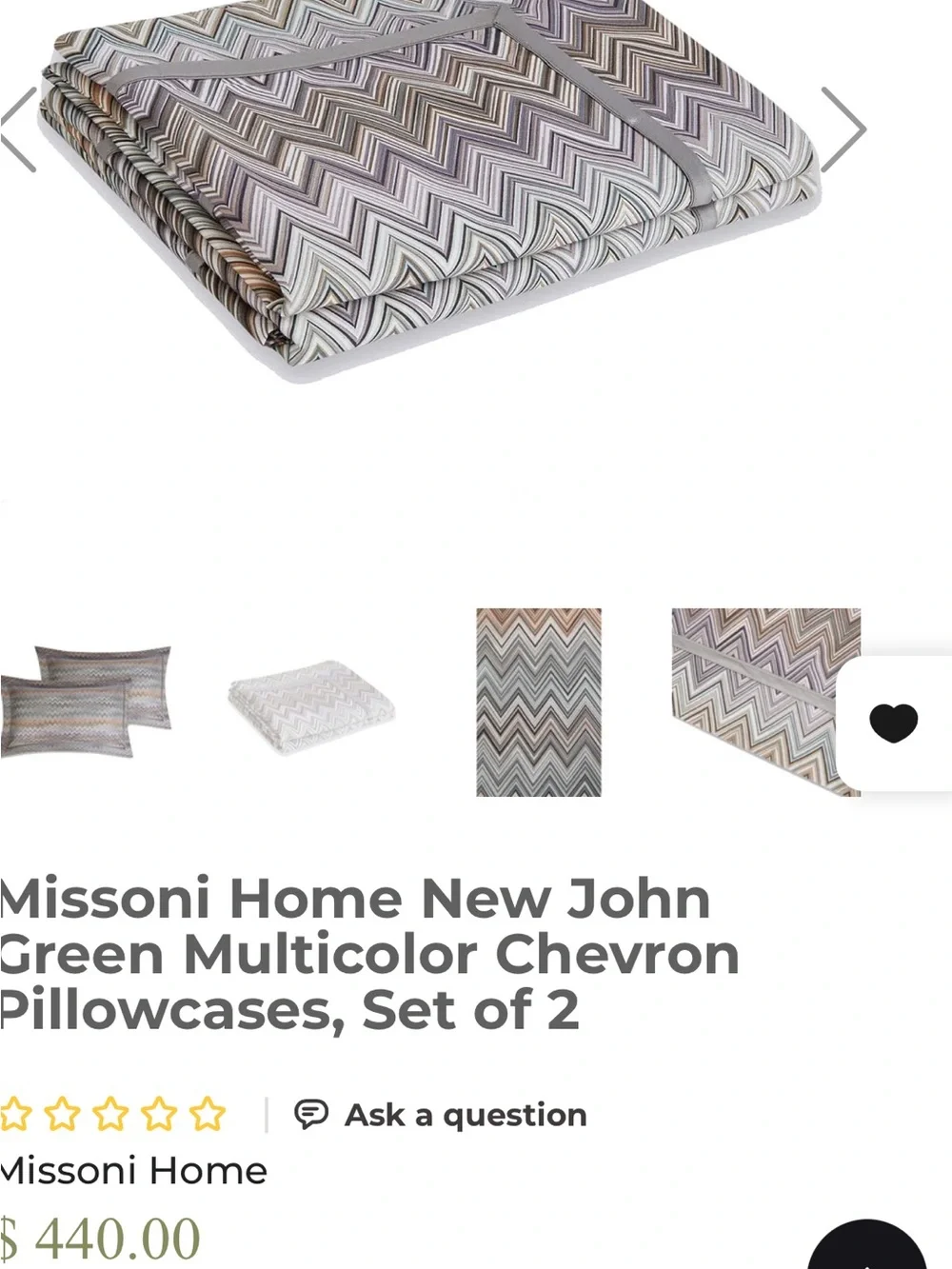 Missoni Home- 2 piece John New pillow case-standard
